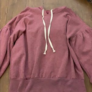pink sweatshirt with puffy sleeves